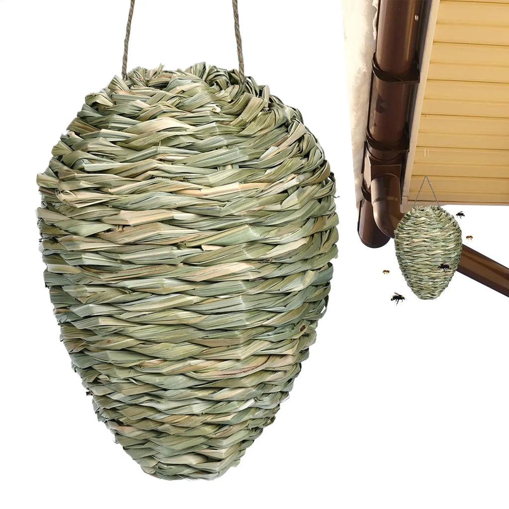 Fake Hornet Nest Hornet Nest Decoy Woven Bee Hive Hangable Decoration Hanging Patio Garden Repellent Trap Non-Toxic Fake Nest