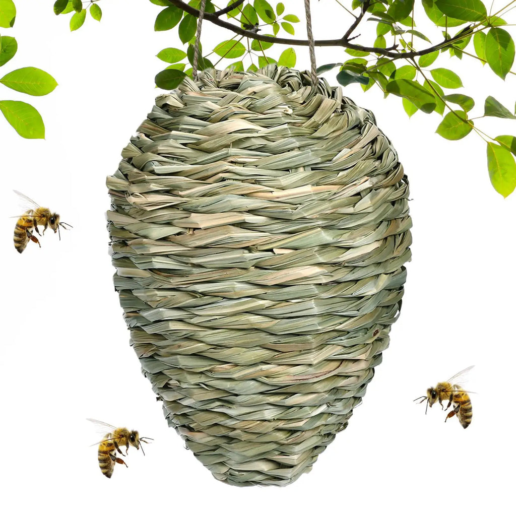 Fake Hornet Nest Hornet Nest Decoy Woven Bee Hive Hangable Decoration Hanging Patio Garden Repellent Trap Non-Toxic Fake Nest