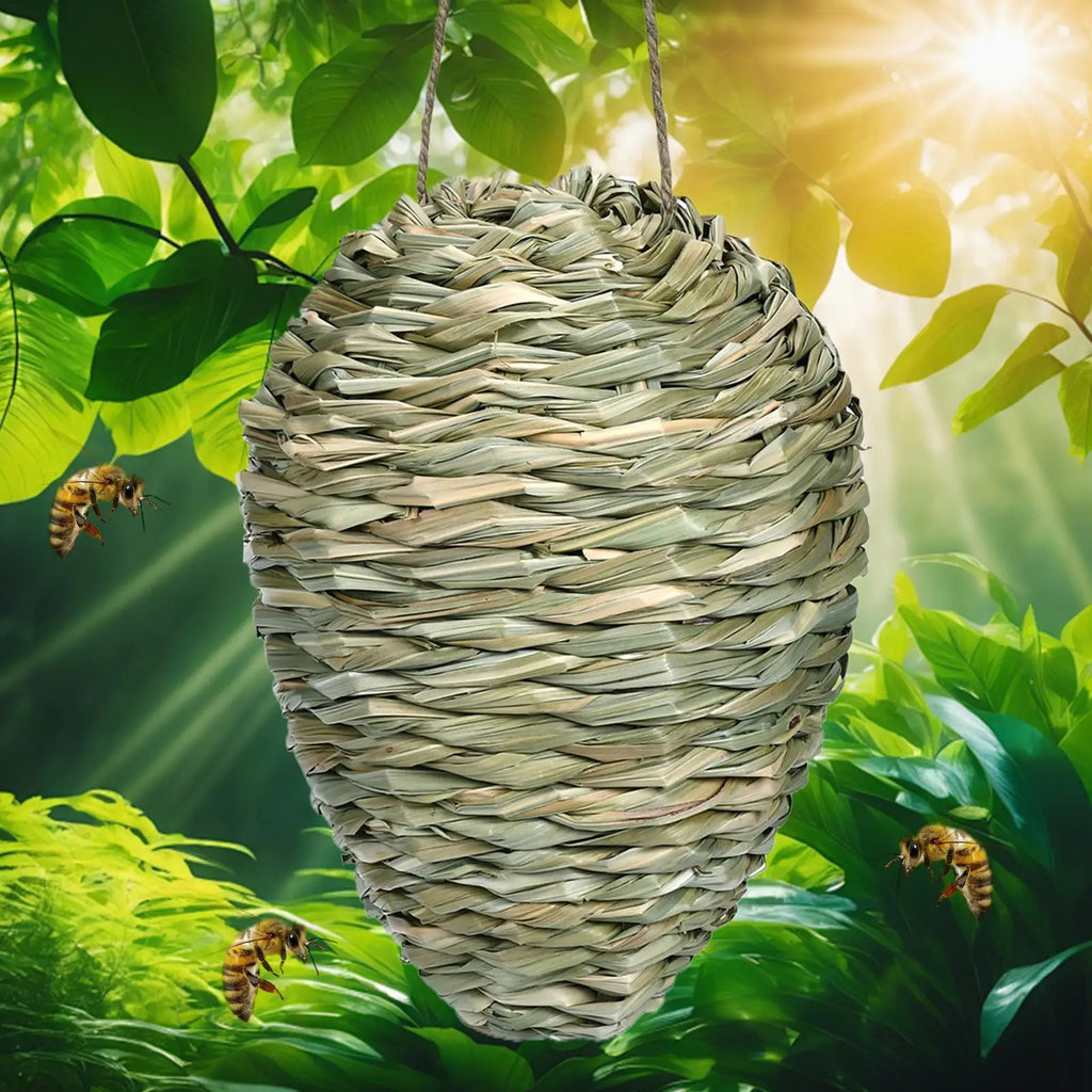 Fake Hornet Nest Hornet Nest Decoy Woven Bee Hive Hangable Decoration Hanging Patio Garden Repellent Trap Non-Toxic Fake Nest