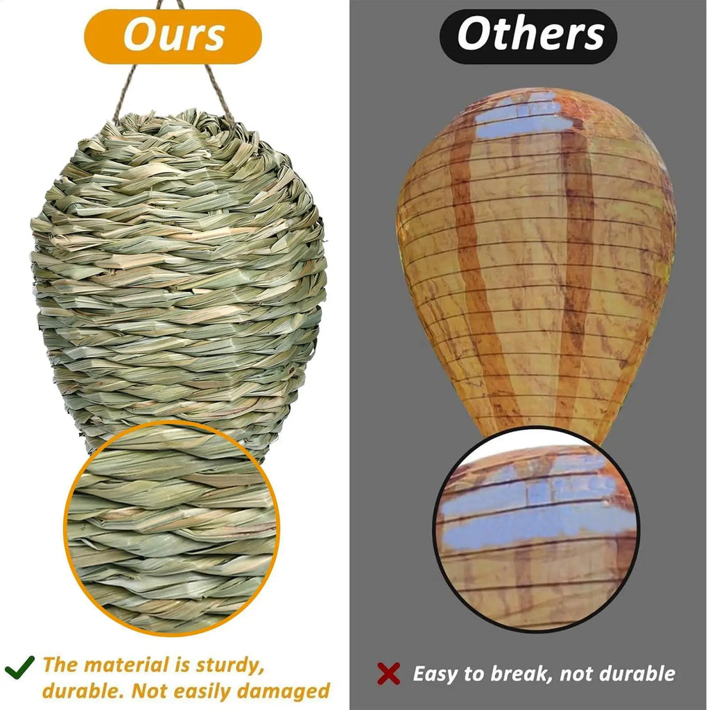 Fake Hornet Nest Hornet Nest Decoy Woven Bee Hive Hangable Decoration Hanging Patio Garden Repellent Trap Non-Toxic Fake Nest