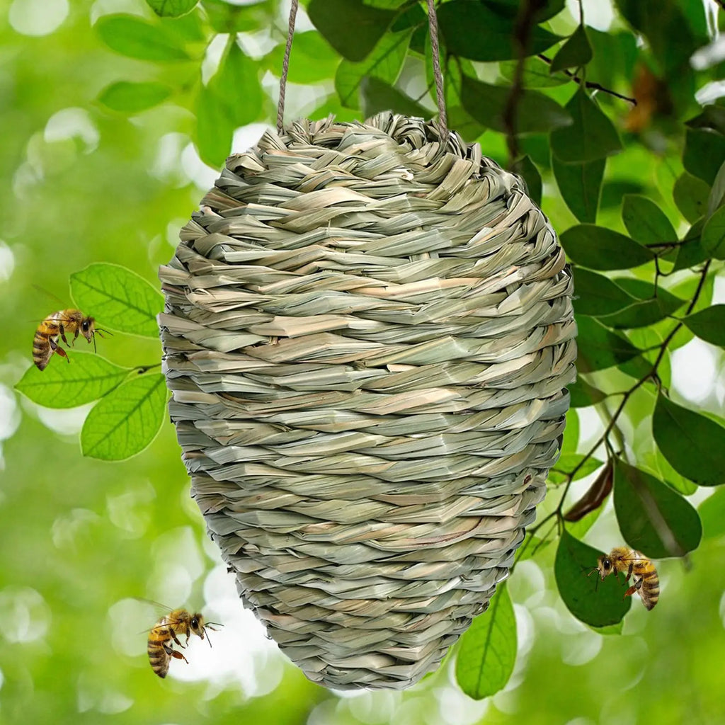 Fake Hornet Nest Hornet Nest Decoy Woven Bee Hive Hangable Decoration Hanging Patio Garden Repellent Trap Non-Toxic Fake Nest