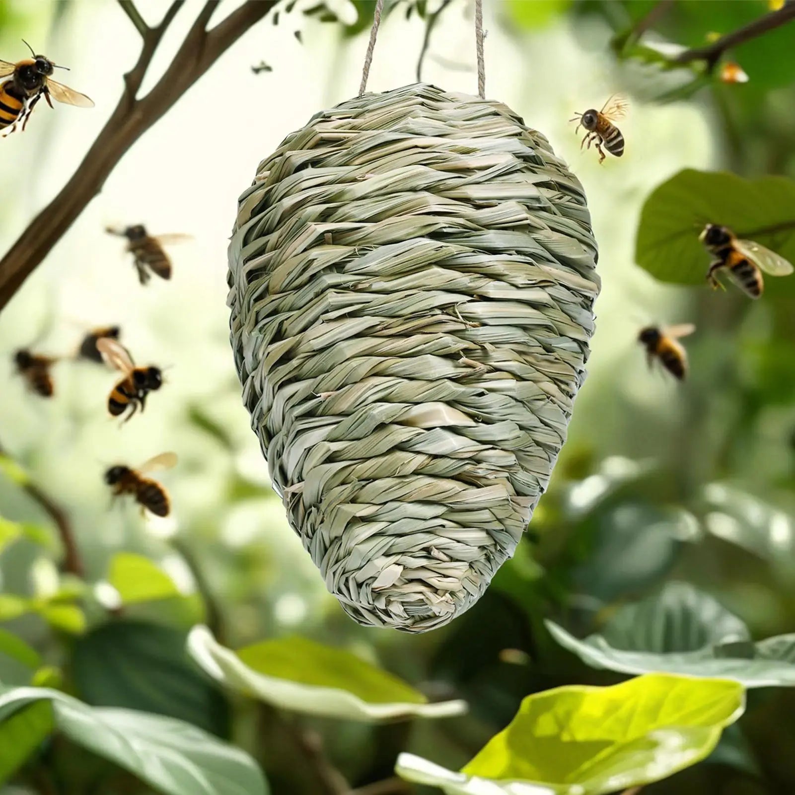 Fake Hornet Nest Hornet Nest Decoy Woven Bee Hive Hangable Decoration Hanging Patio Garden Repellent Trap Non-Toxic Fake Nest